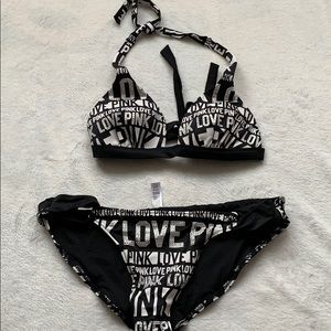 PINK black and white bikini